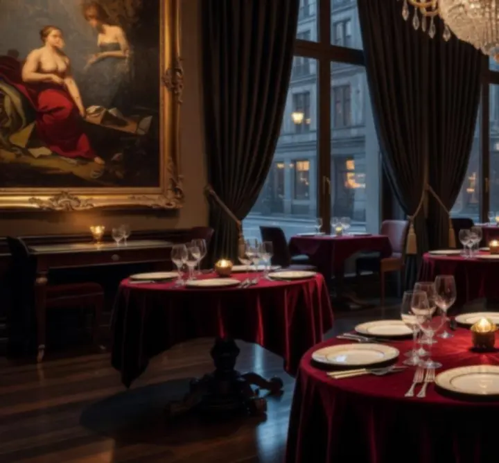 Interiér restaurace Klubovni Průběh s elegantním stolováním